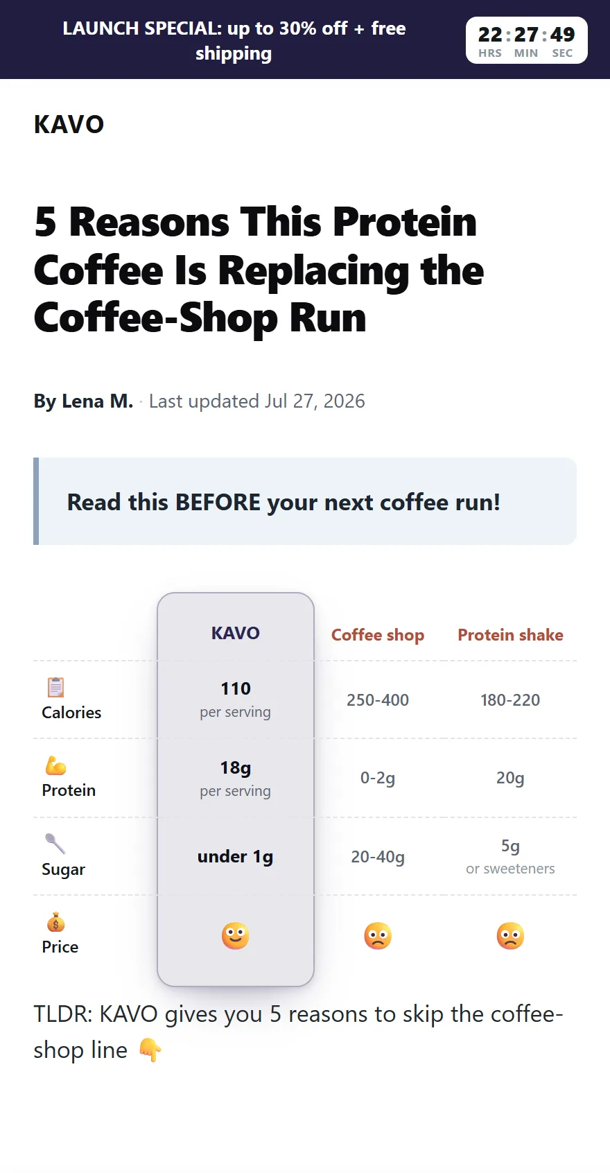 Listicle page built with Sophistication, shown on an iPhone